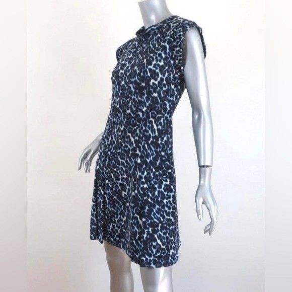 Rebecca Taylor Lynx-Print Flared V-Neck Mini Dress.Cap sleeve sheath. Size 10 - Picture 3 of 5